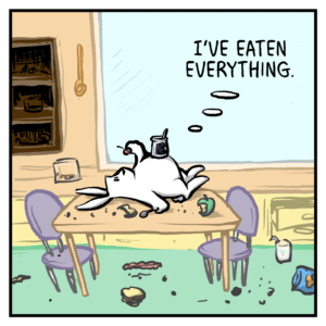 RABBIT (thinking): I've eaten everything.