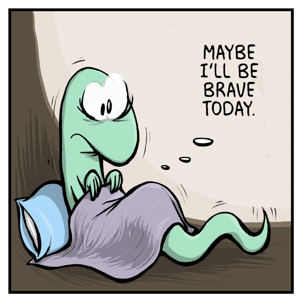 LIZARD (thinking): Maybe I'll be brave today.