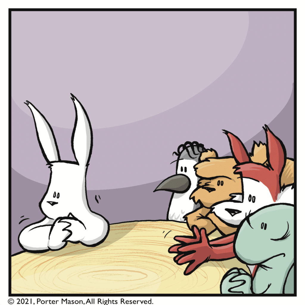 The pause continues as the rabbit fidgets.