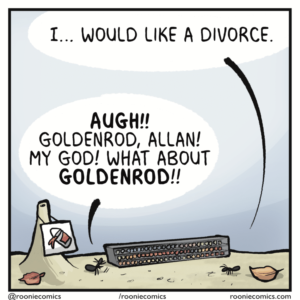 ALLAN: I... would like a divorce. HELEN: AUGH!! Goldenrod, Allan! My God! What about GOLDENROD!!