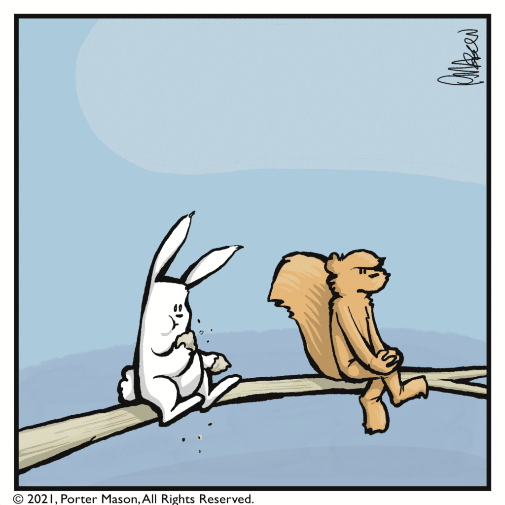 A pause as the rabbit continues to eat.