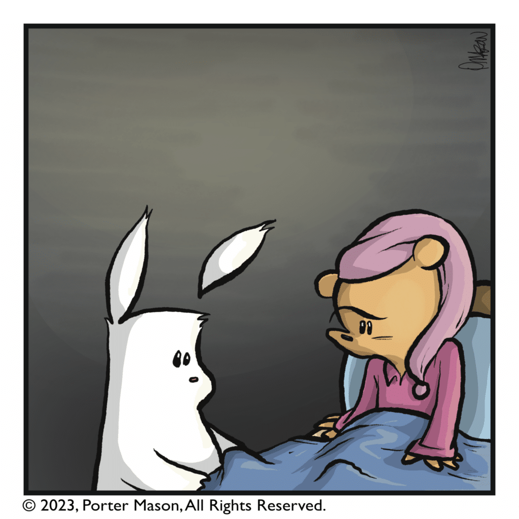 A pause.