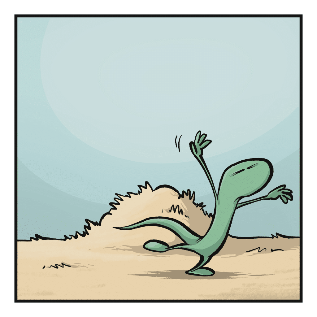 The lizard's awkward dancing continues.