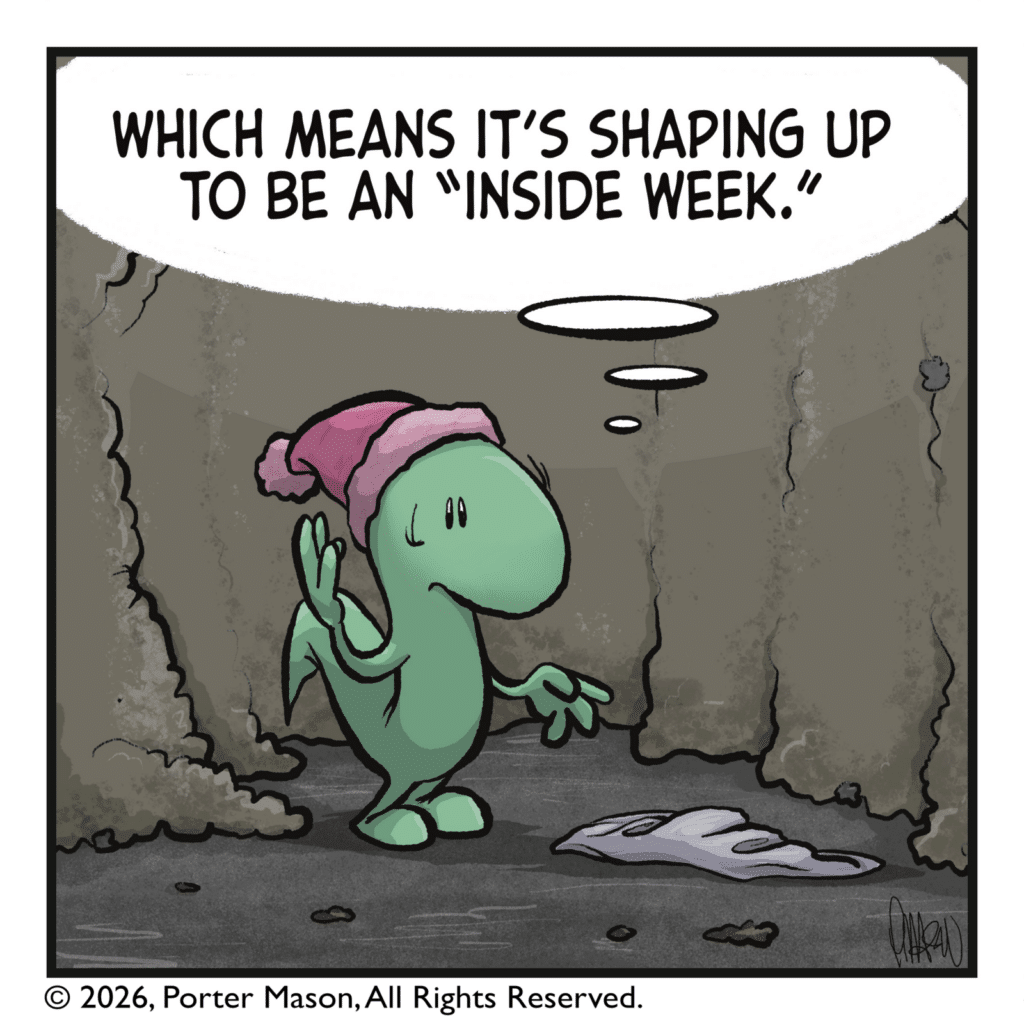 LIZARD (thinking): Which means it's shaping up to be an "inside week".
