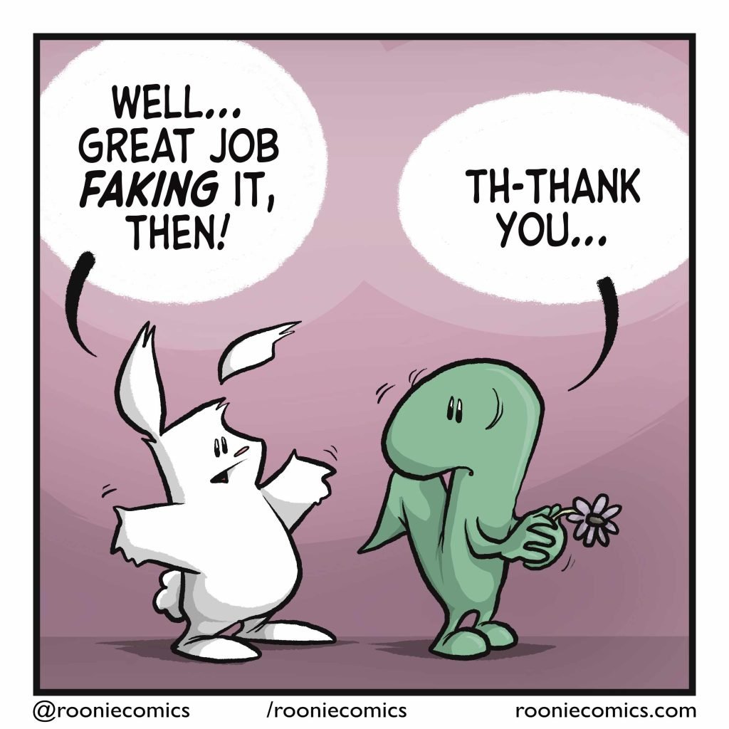 RABBIT: Well... great job FAKING it, then! LIZARD: Th- thank you...