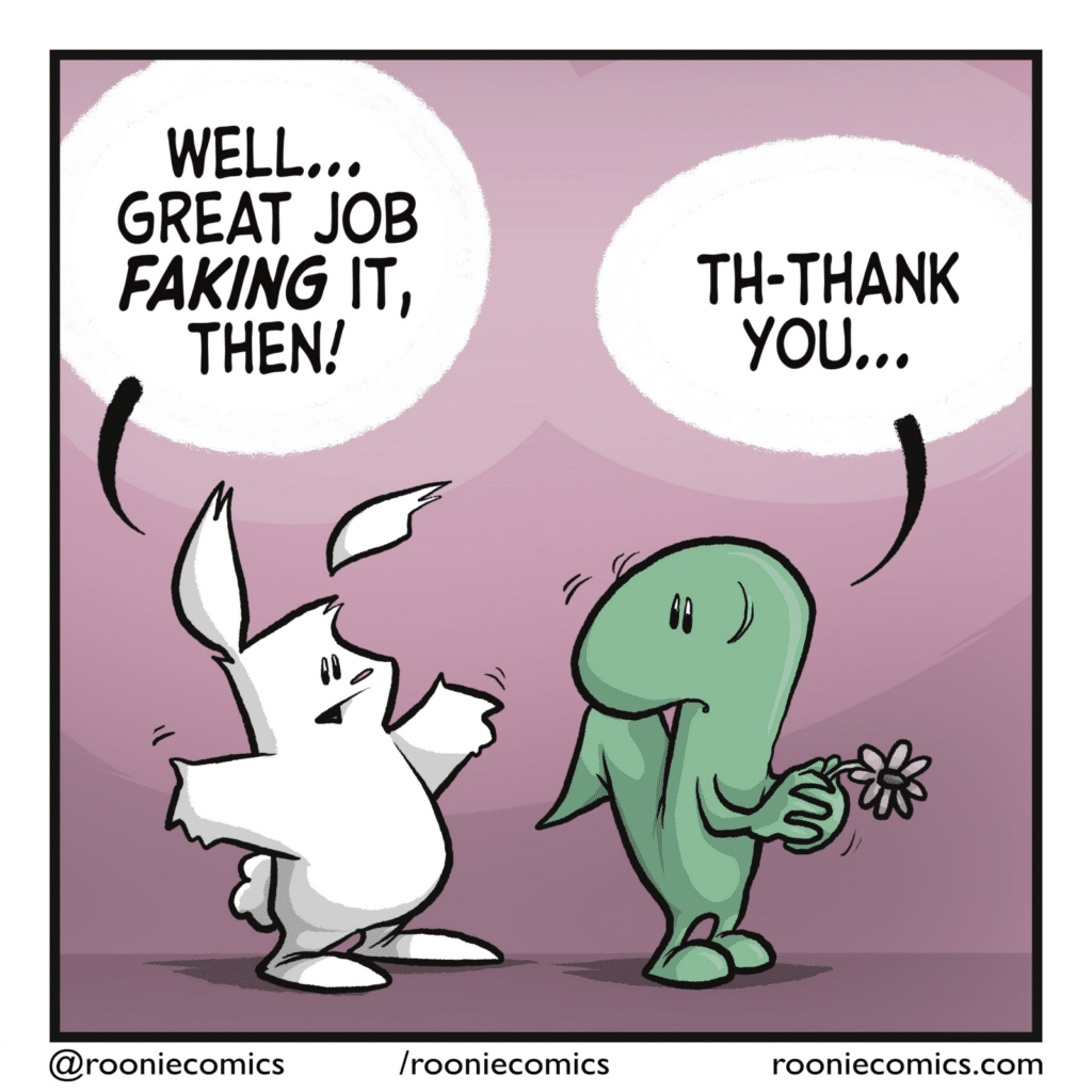 RABBIT: Well... great job FAKING it, then! LIZARD: Th- thank you...